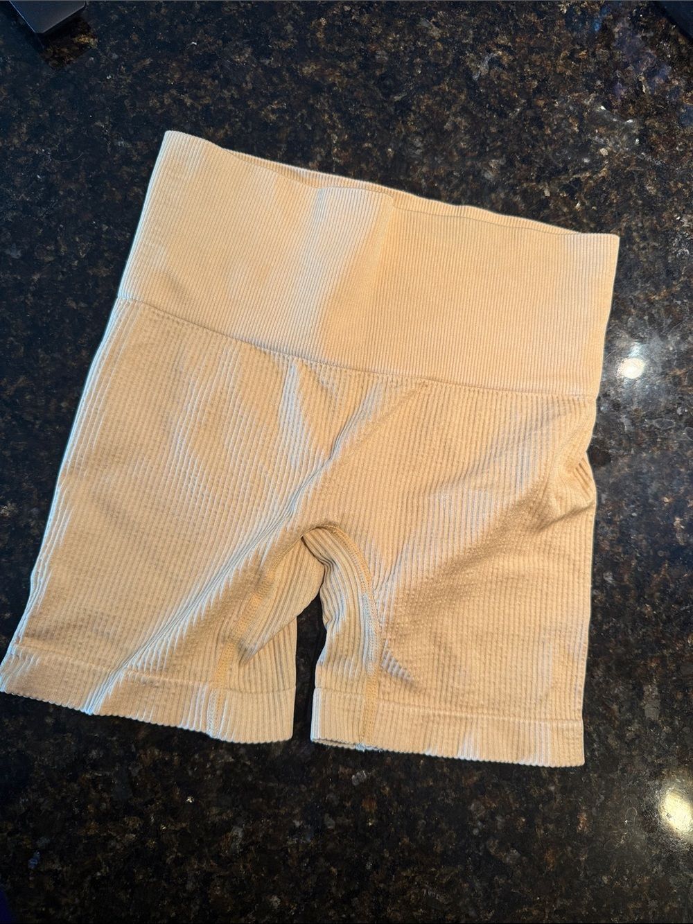 High-Waist Ribbed Women’s Shorts — Cream / Yellow Colsie Size XS